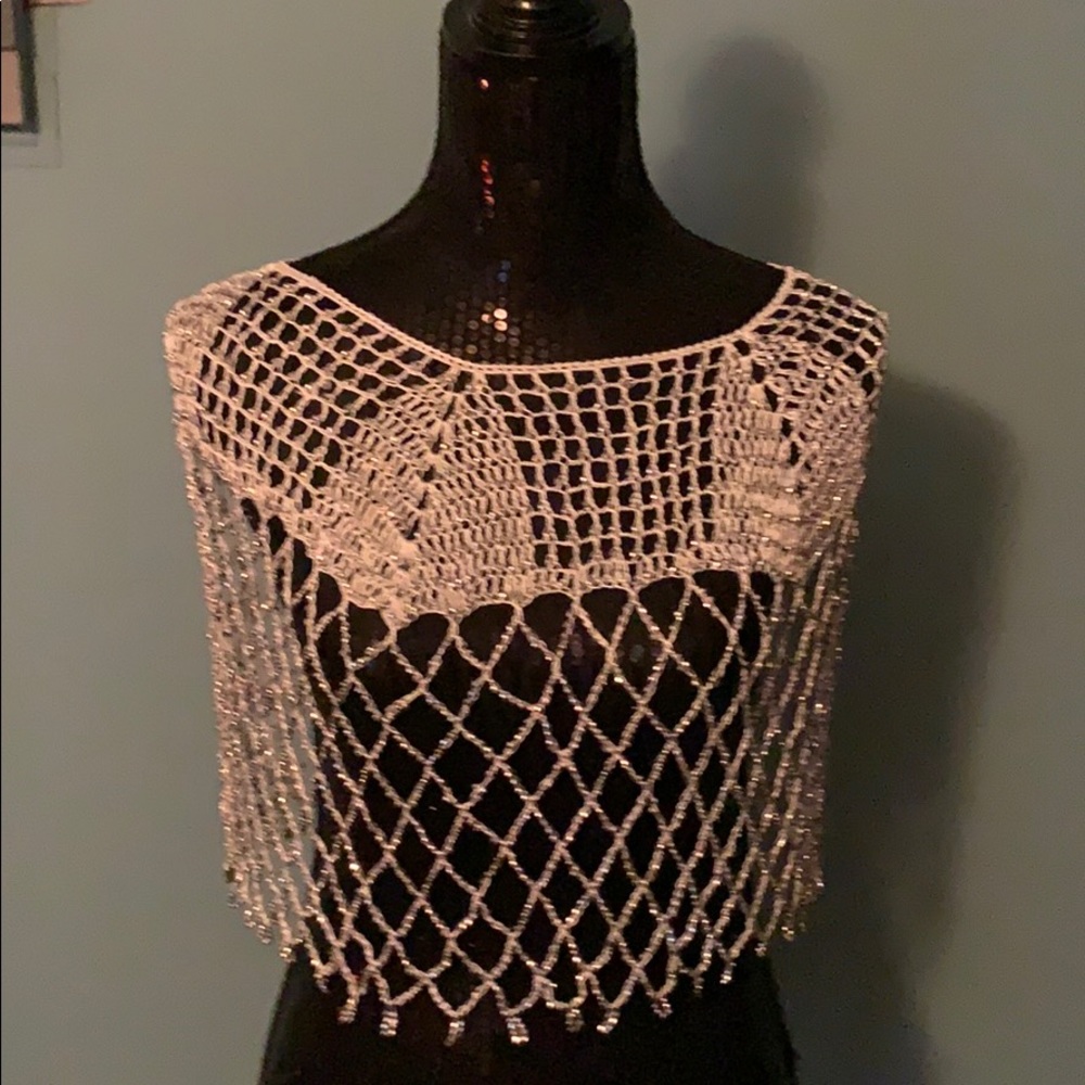 Beaded crocheted poncho